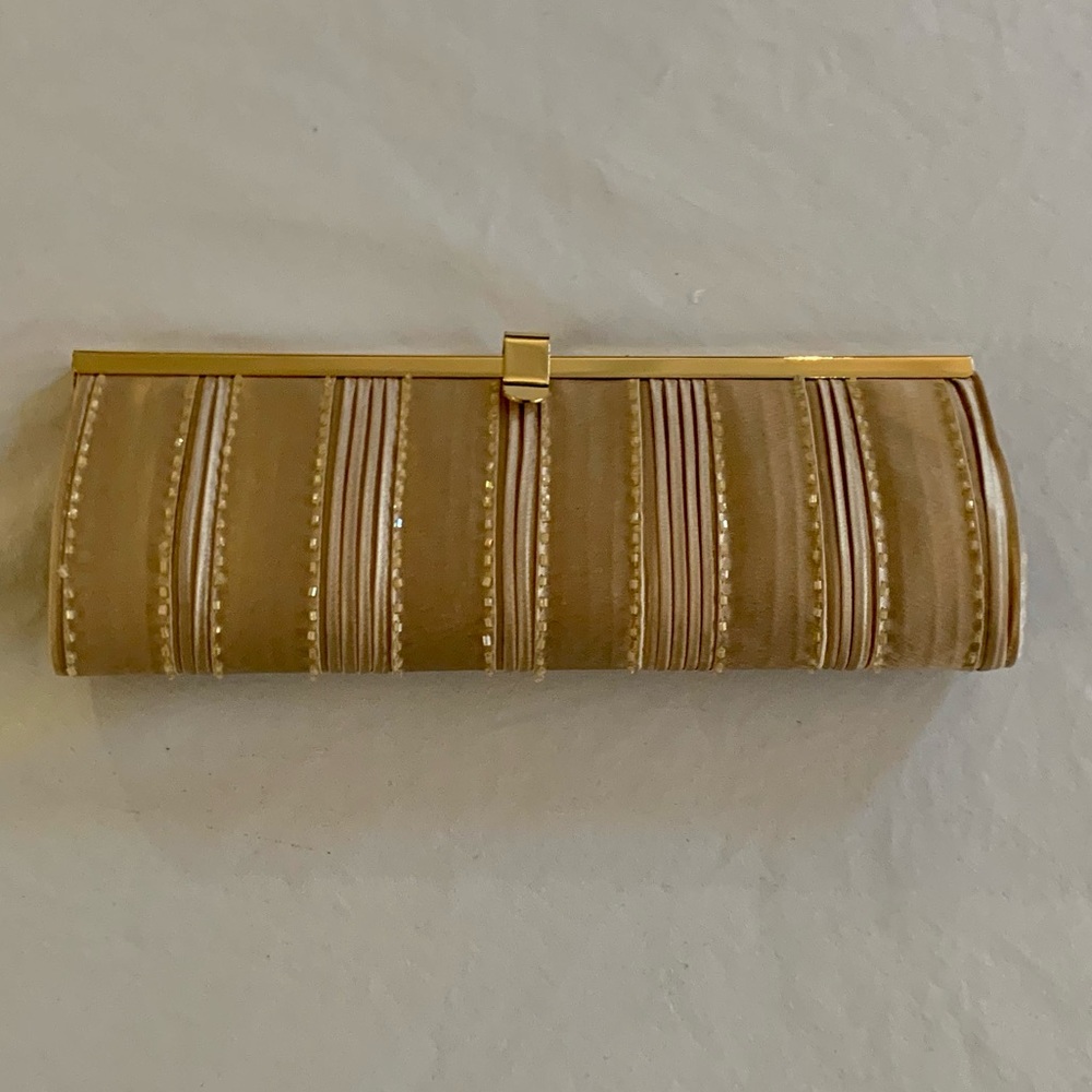 Nite Bags Gold Satin & Beaded Clutch/Shoulder Bag!